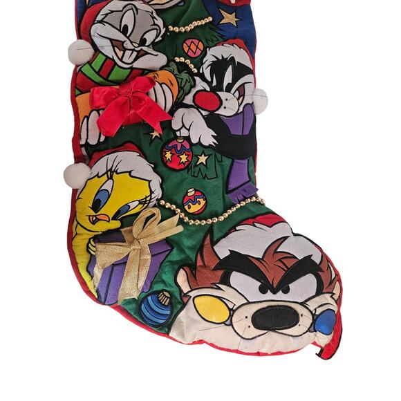 Warner Bros Store Looney Toons Huge Christmas Stocking 2000 Taz Tweety Plush Y2K - Picture 4 of 16
